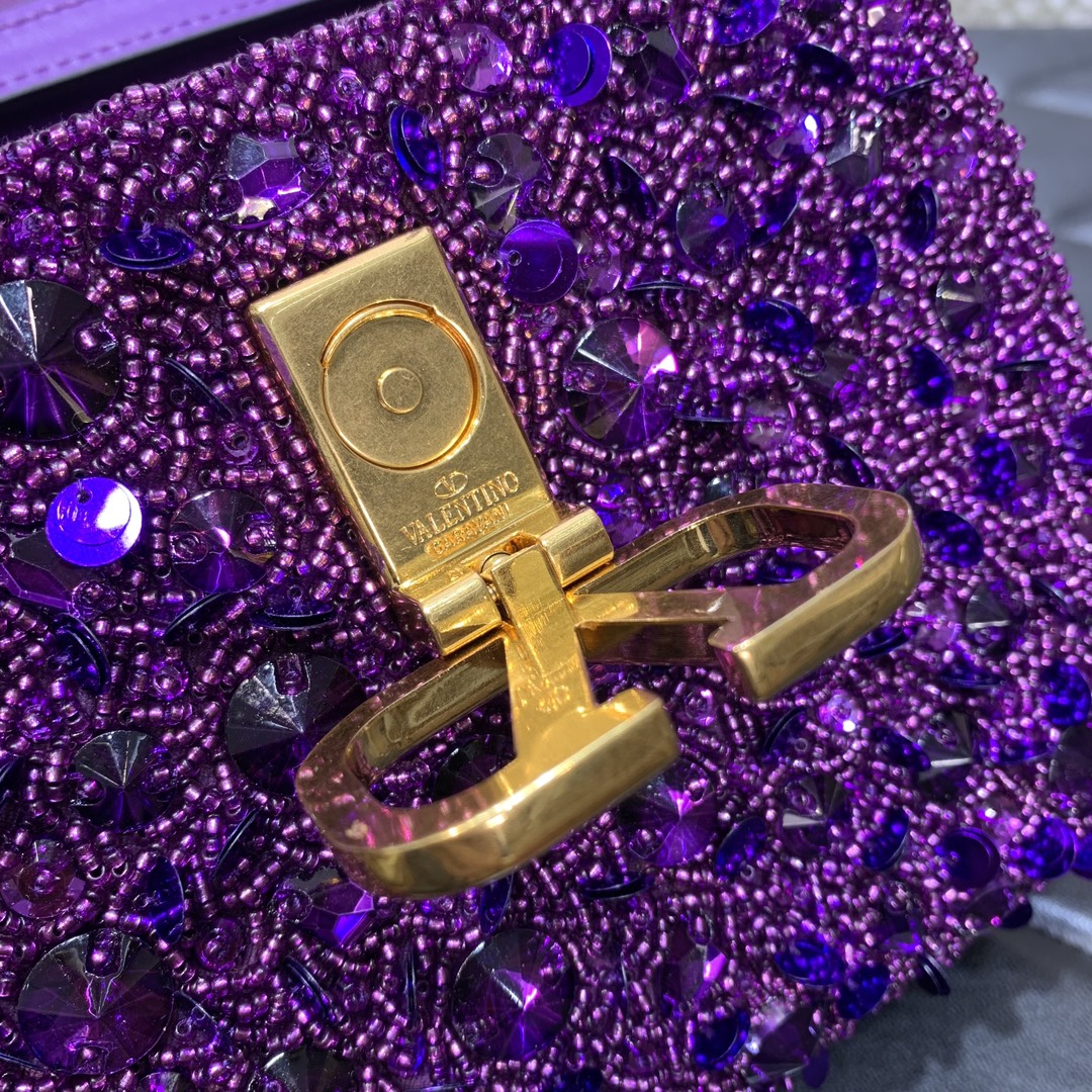 Valentino Garavani Vsling Mini Handbag Entirely Covered in Purple Rhinestones 